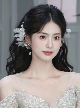 原创新娘结婚手工甜美风边夹头饰