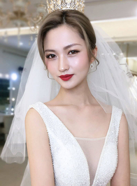 森系蓬蓬软纱多层新娘配饰裸纱