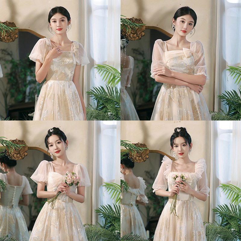 伴娘服2024新款婚礼宴会姐妹团礼服裙女级感显瘦演出服长款春