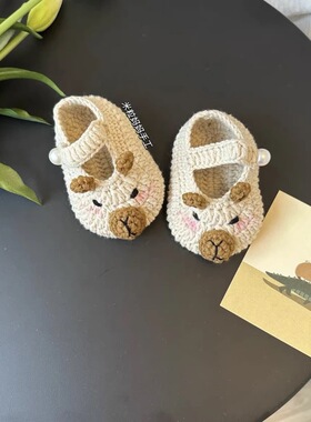 毛线手工编织宝宝鞋帽钩针宝宝婴儿鞋帽diy材料孕期解闷百天礼物