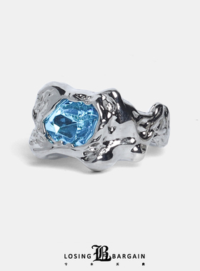 【Losing Bargain】原创肌理做旧工艺彩宝镶嵌戒指组合多色开口戒