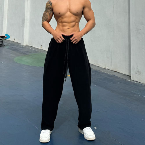 重磅运动长裤男宽松垂感直筒美式潮牌健身肌肉深蹲撸铁狗兄弟新款 - 图3