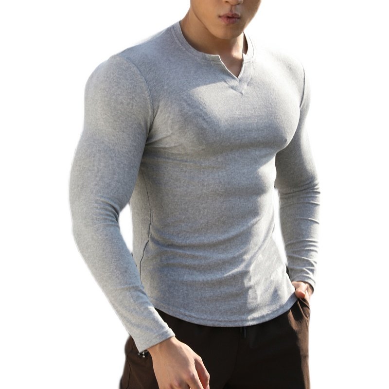 运动长袖男T恤V领纯色潮牌健身肌肉撸铁狗兄弟训练弹力跑步大码,淘宝优惠券,粉丝福利购,淘宝优惠卷