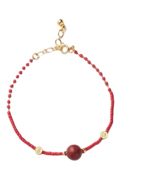 五行含香珠手链 K2 mm红琉璃手工珠子有金木水火土寓意带小k金