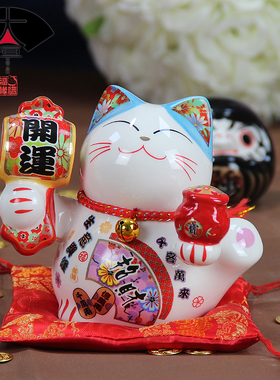 福缘猫创意5寸摆件招财猫开业礼品陶瓷储蓄罐日式迷你家居装饰品