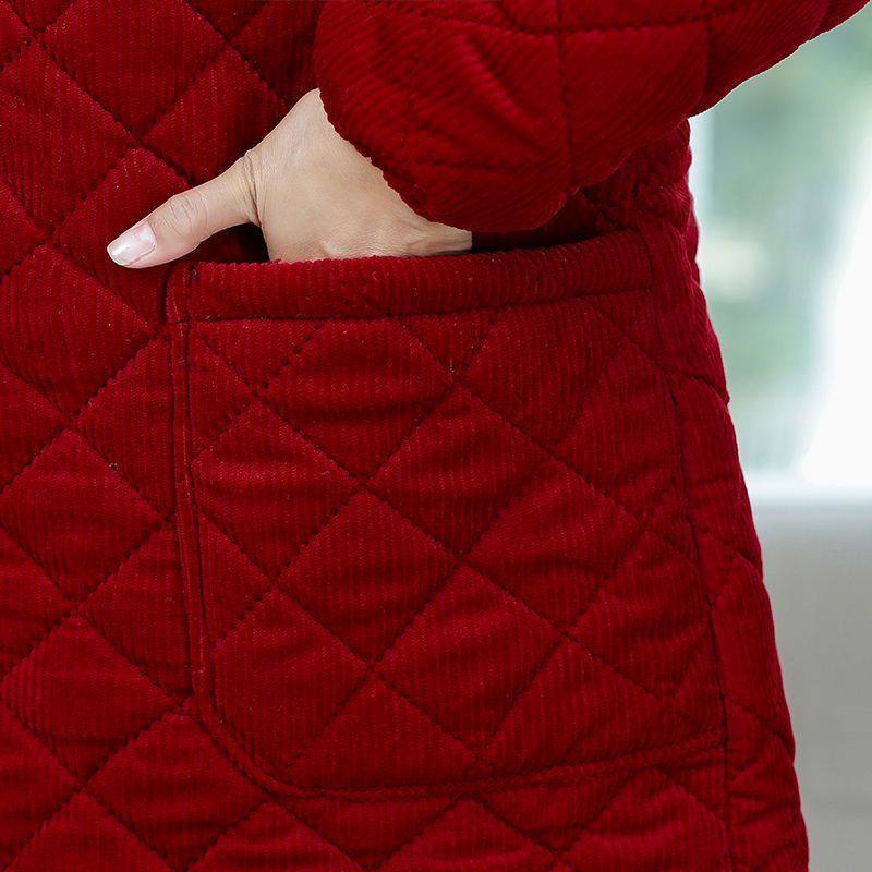 四川省省服冬装女棉衣加绒加厚妈妈罩衣棉袄冬天衣服保暖棉服围裙 - 图2