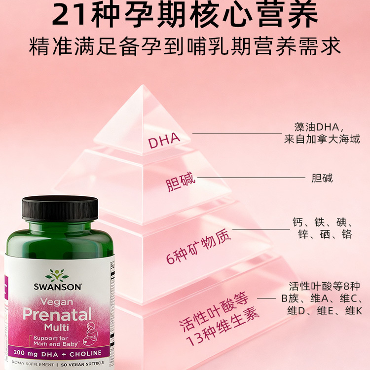 3瓶Swanson斯旺森活性叶酸400mcg孕妇早期全活性叶酸男女士备孕