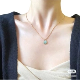 Ретро мятная подвеска из нержавеющей стали, золото 750 пробы, французский ретро стиль, кошачий глаз