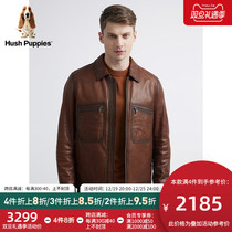 (Sheep Leather) Leisure Steps Mens Autumn Retro made of old leather jacket) PL-22502D