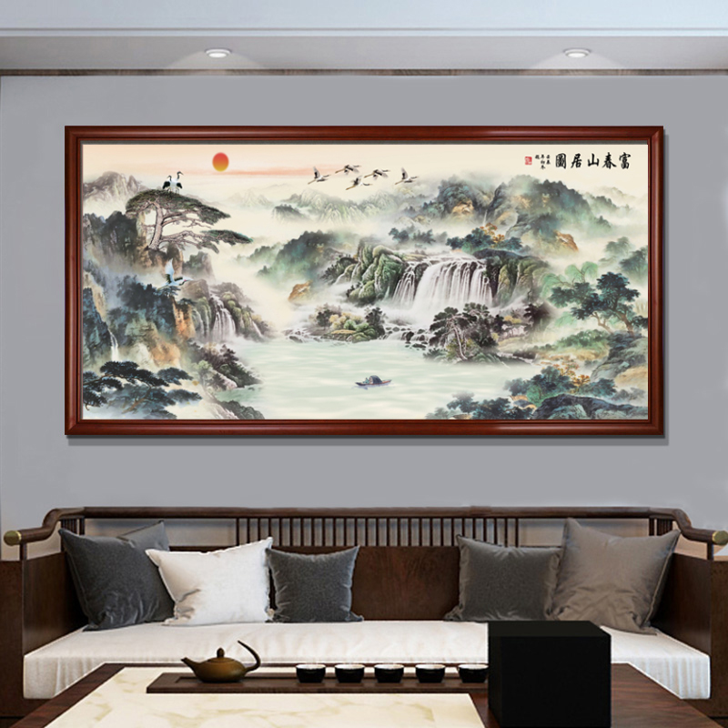 蒙娜丽莎十字绣流水生财2021新款线绣客厅山水画富春山居图风景画