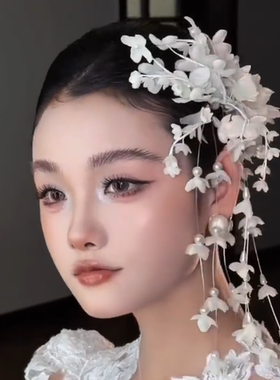 佳艳小马哥新娘饰品晨袍头饰甜美小清新布艺花朵发夹鸭嘴夹女2026