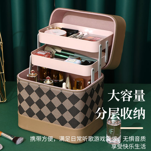 MATI新款大容量化妆包女便携防水化妆品收纳盒桌面大号防尘化妆箱 - 图2