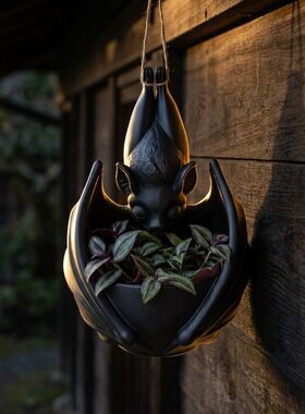 跨境爆款万圣节 Hanging Bat Plant Pot 挂式蝙蝠花盆 盆栽植物架