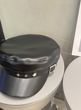 y2k黑色星星皮带贝雷帽ins显脸小