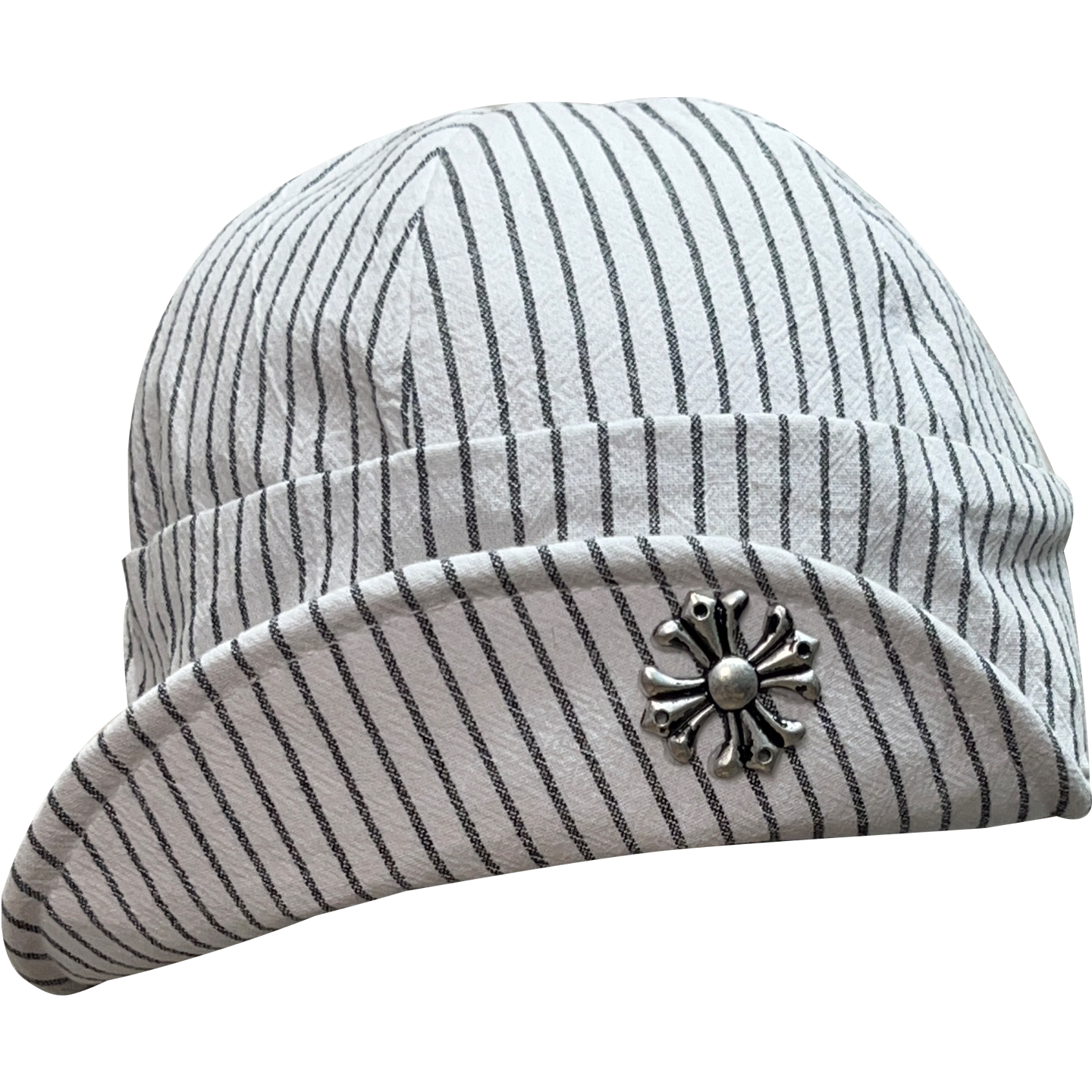 复古古早铁标条纹画家帽女夏遮阳透气百搭春秋文艺显脸小报童帽子 - 图1