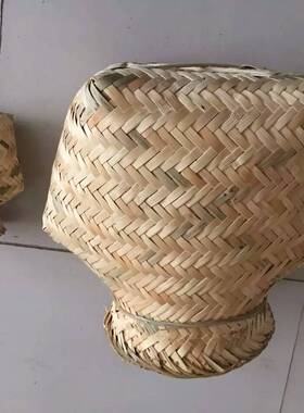纯手工竹制品竹编竹箩采茶篓鱼篓手工竹编茶篓工艺品竹篓表演装饰