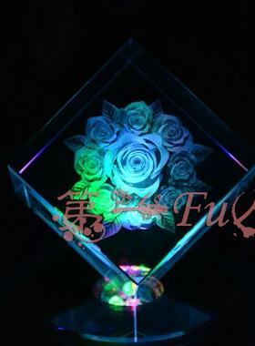 玫瑰花水晶送老婆生日创意礼物