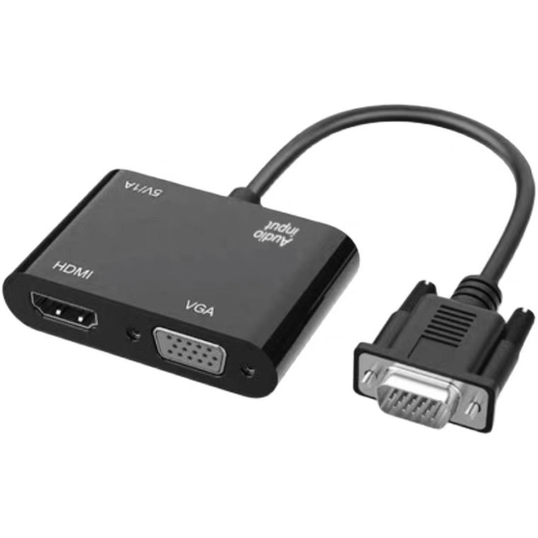 VGA to HDMI +VGA one-to-two converter computer VGA one in and two out HD video same screen device dual screen