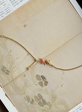 小金锦鲤珐琅饰品新中式珐琅彩锦鲤莲手链轻奢小众高级感设计手饰