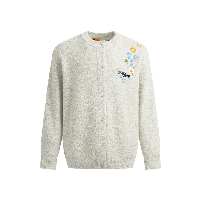 WHOOSIS (not known) floral embroidered cardigan sweater jacket autumn and winter simple couple campus men and women