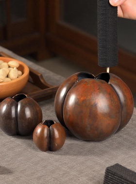 新中式法式中古铝制桌面摆件花器氧化铜色售楼部会所高端软装饰品