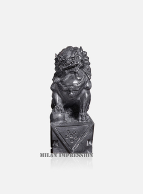 新中式风禅意展厅石狮子桌面摆件