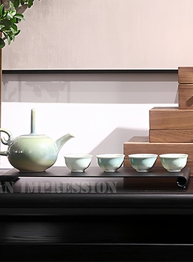 新中式风茶室家具展厅金属托盘