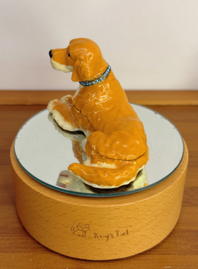 奶油金毛 合金珐琅首饰盒 桌面装饰摆件 外贸原单孤品