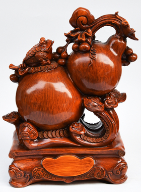 仿红木葫芦摆件家居客厅乔迁礼品