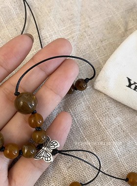 新中式蝴蝶编织绳项链女2023新款复古民族风配饰设计感小众毛衣链