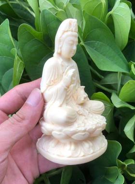 净瓶坐莲观音佛像供奉镇宅摆件象牙果雕刻菩萨家居饰品工艺品收藏