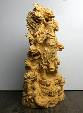 桧木雕御龙关公九龙关二爷实木