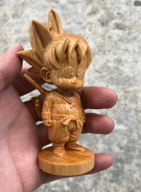 崖柏木雕童版孙悟空库林龟仙人手把件七龙珠赛亚人动漫手办工艺品