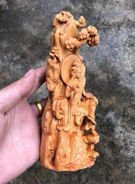 自在观音半手工雕刻实木工艺品