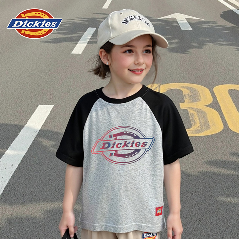 Dickies儿童反季休闲T恤短袖2025新款纯棉透气印花圆领宽松爆款 - 图1