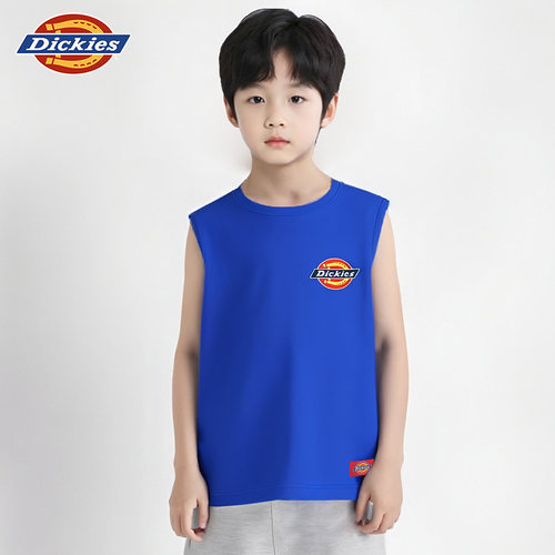Dickies童装2025清仓纯棉无袖t恤背心宽松坎肩男女童儿童上衣打底 - 图1