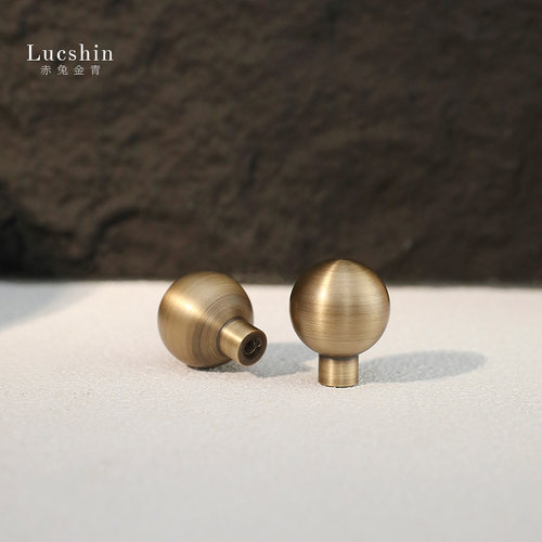 复古黄铜单孔拉手衣柜法式北欧简约银色抽屉古铜色橱柜门圆球把手 - 图1