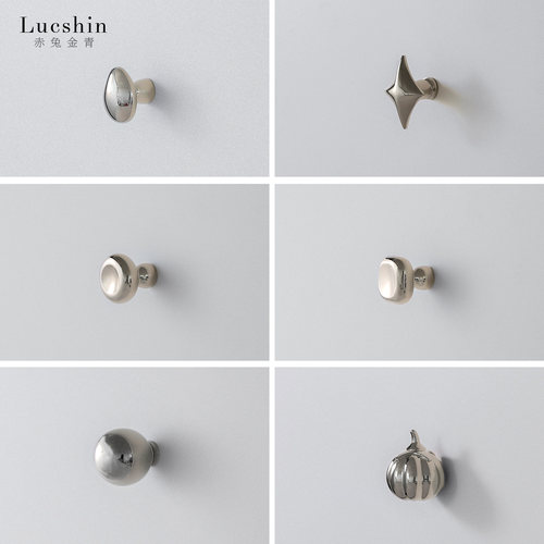 钛银法式银色圆形拉手中古欧式纯铜衣柜抽屉橱柜家具门把手复古 - 图0