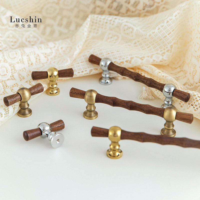 原创复古胡桃木黄铜拉手中古风古铜色柜门橱柜抽屉把手衣柜门拉手,淘宝优惠券,粉丝福利购,淘宝优惠卷