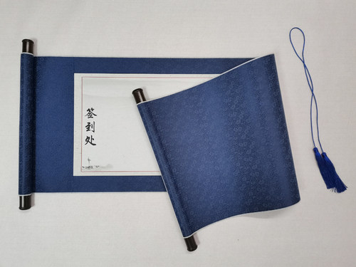 签到卷轴 空白高档商务画轴公司开业同学聚会 青花瓷签名画卷定制 - 图1