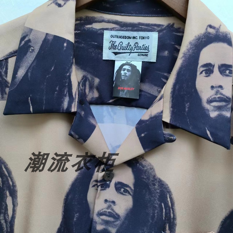 WACKO MARIA BOB MARLEY 雷鬼摇滚长发男人肖像夏威夷短袖衬衫 - 图1