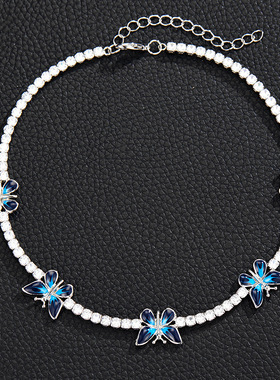 嘻哈个性滴油蝴蝶古巴项链锁骨链