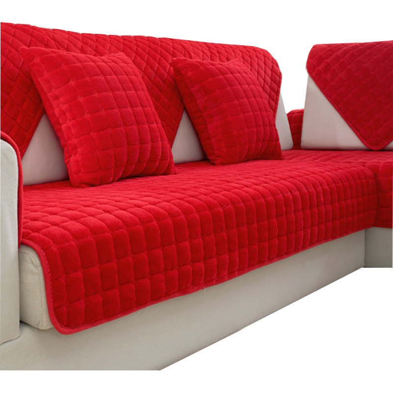 喜庆大红结婚沙发垫秋冬加厚毛绒坐垫皮沙发防滑简约沙发套沙发罩,淘宝优惠券,粉丝福利购,淘宝优惠卷