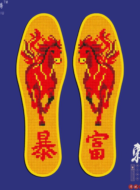 2026彩边新款加厚手工刺绣半成品十字绣鞋垫印花带针线单股绣孔雀