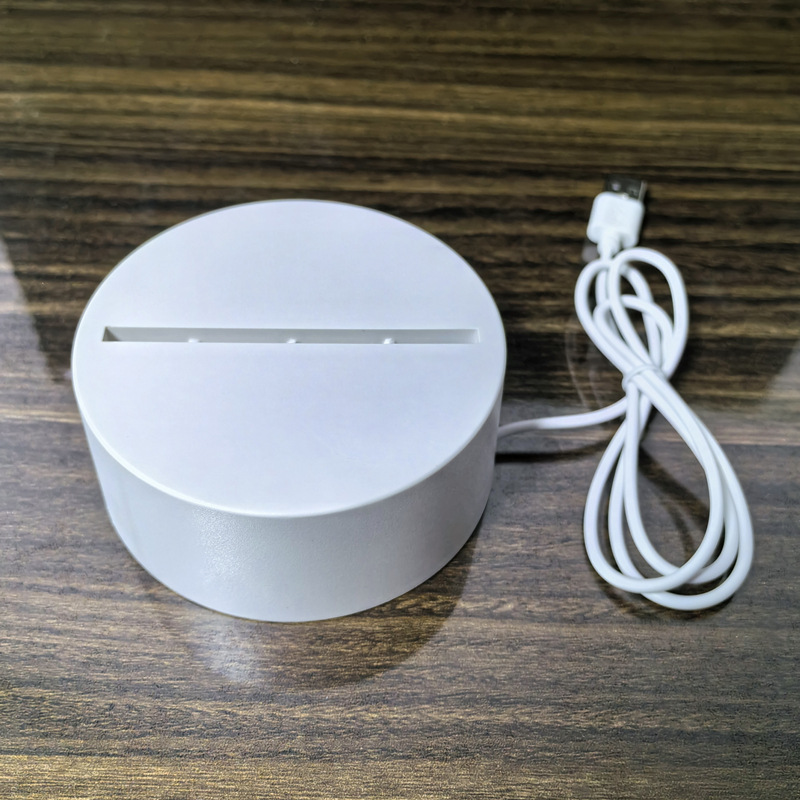 厂家直销3D小夜灯底座USB单色三色底座LED台灯亚克力卧室床头灯 - 图0