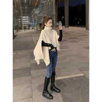 Small taller cape Beatle autumn and winter new style Lazy Wind Towels High Neckline Cardigan Design Sensation 100 lap sweaters little jacket