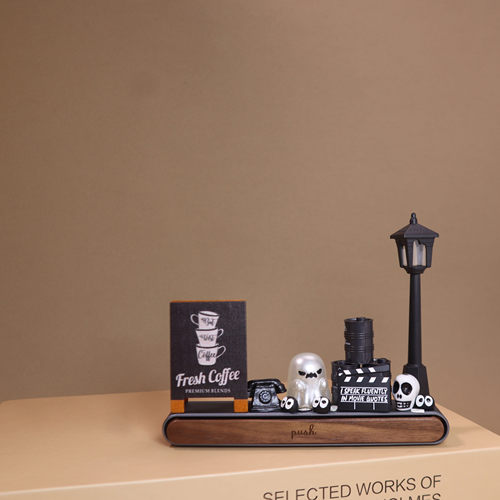 泡泡玛特停车牌材料包 DIY汽车中控台胡桃木底座场景盲盒娃娃配件 - 图0