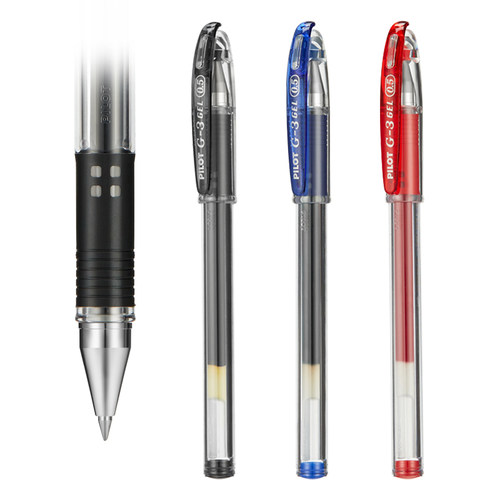 日本百乐/PILOT BL-G3 0.5MM中性笔 办公考试金属笔尖 学生考试专用黑笔 子弹头式耐水耐写大墨量水笔 - 图0