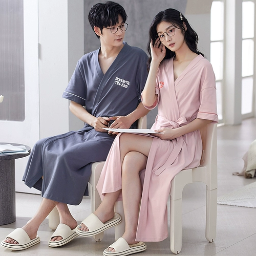 Банный халат, мужская универсальная хлопковая осенняя пижама для влюбленных