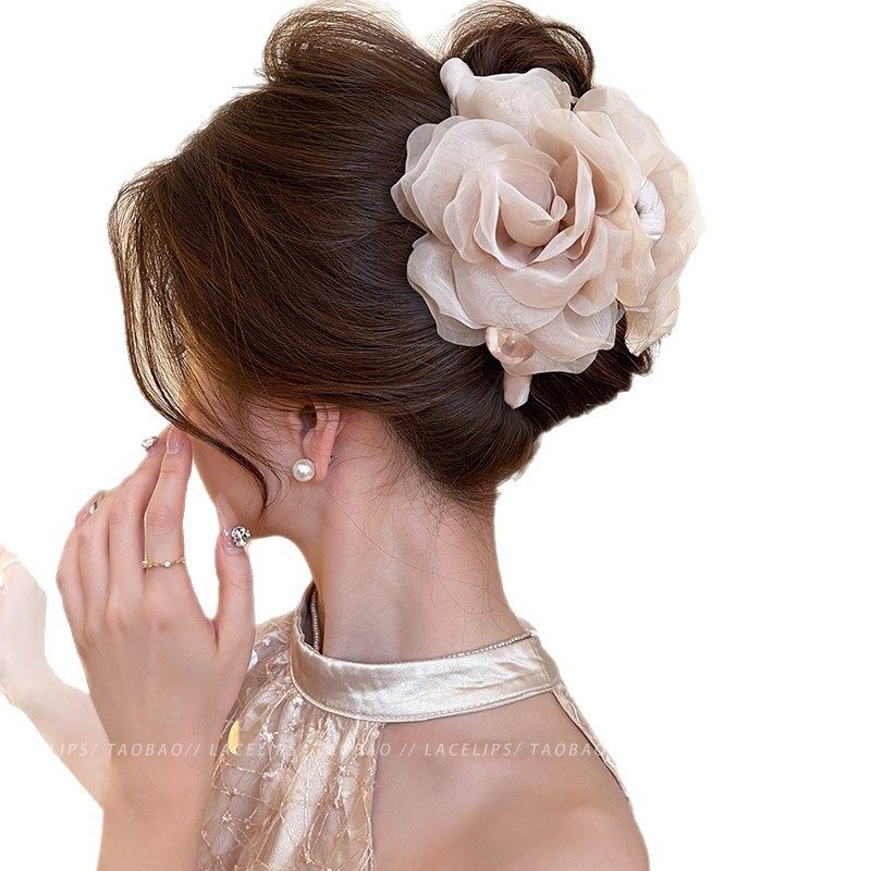 温柔花朵珍珠抓夹女2026新款发夹高级感精致鲨鱼夹后脑勺盘发发抓,淘宝优惠券,粉丝福利购,淘宝优惠卷